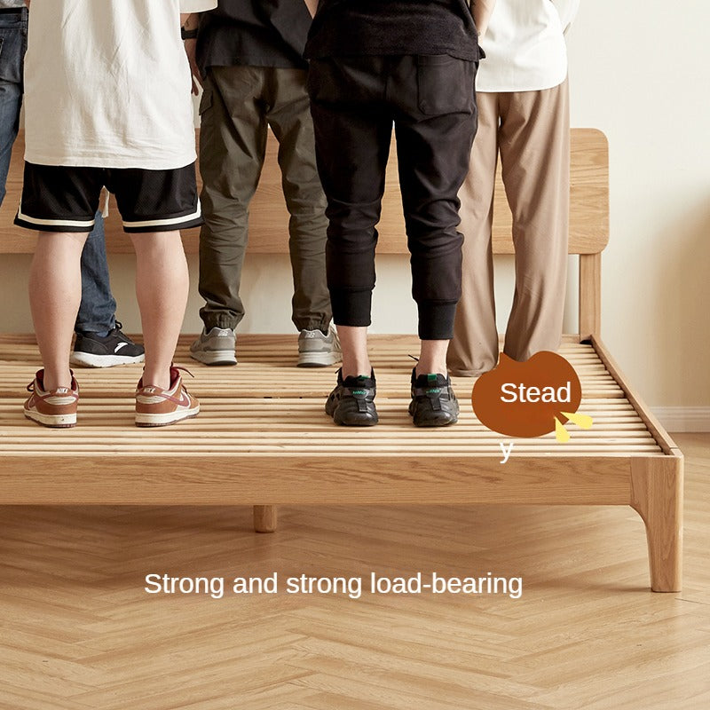 Oak Solid Wood,Rubber Wood Bed Modern Nordic