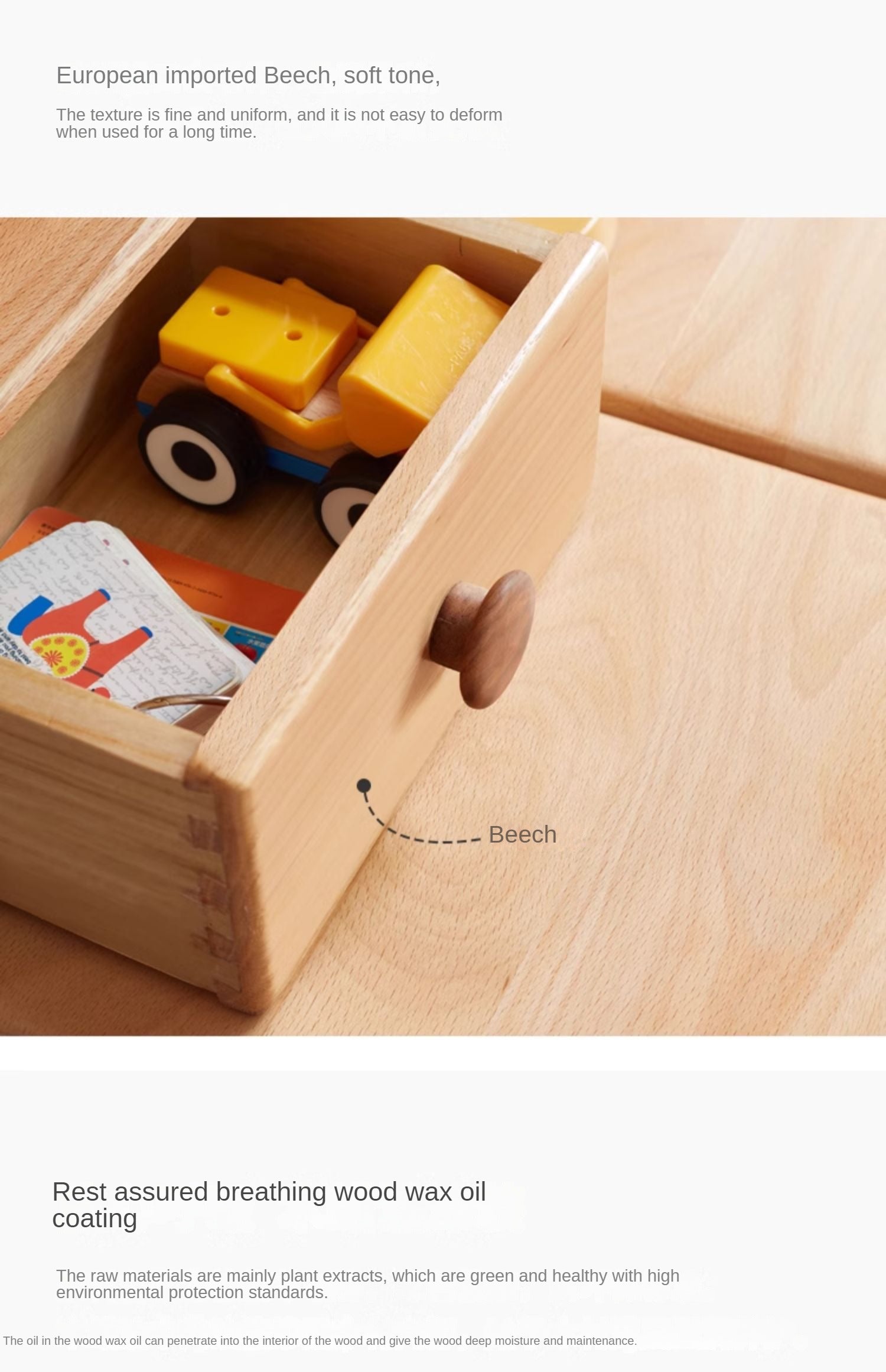 Oak, Beech Solid Wood Shelf Bookshelf