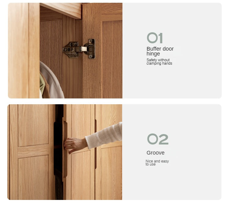 Oak Solid Wood Narrow Wardrobe.