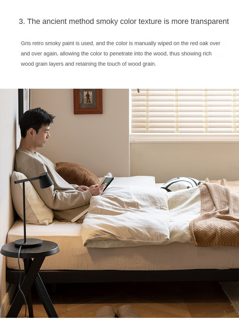 Oak Solid Wood Bed Simple platform bed, headboard-free bed