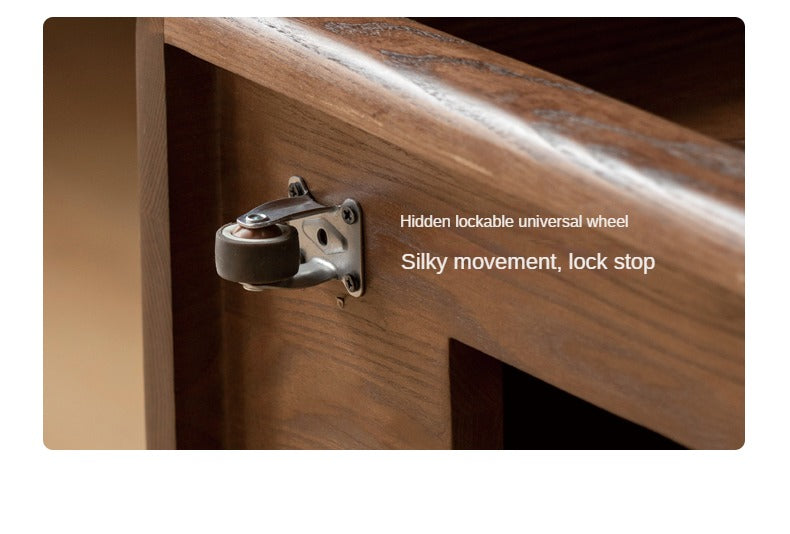 Ash Solid Wood Mobile Tea Brewing Integrated Tea Table