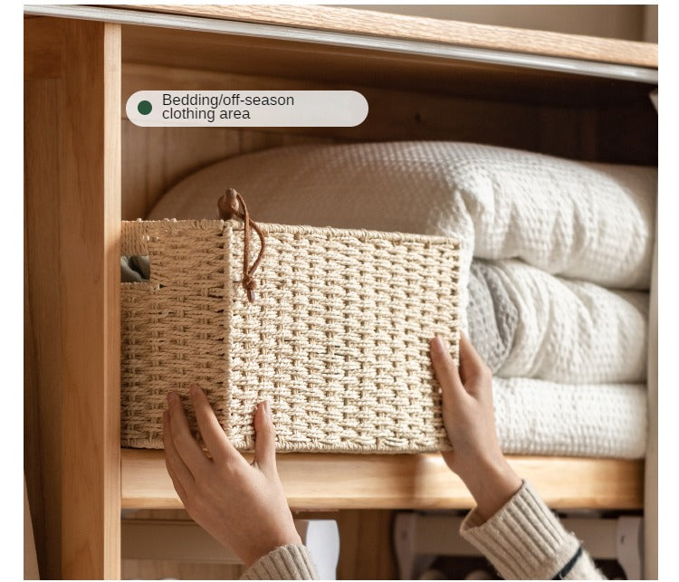 Solid RubberWood, Oak Solid Wood Wardrobe Thin Cloth Curtain.