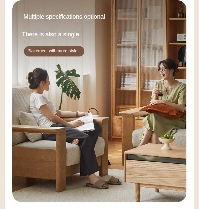 Ash solid Wood Modern Straight Sofa.