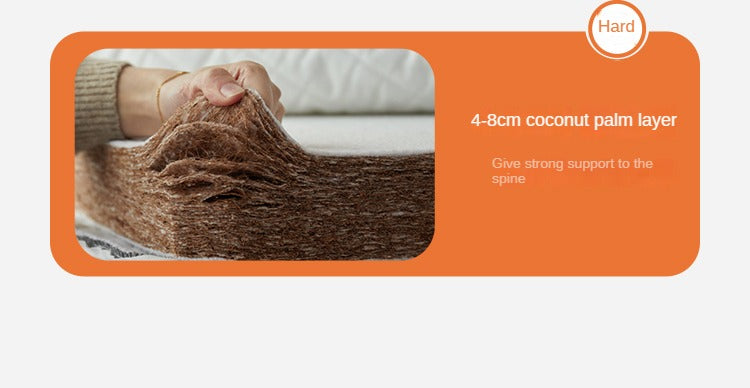 Zero-Glue Natural Coconut Fiber Eco-Friendly Double Mattress, Thin and Firm with Spinal Support 12cm, 8cm, 6cm