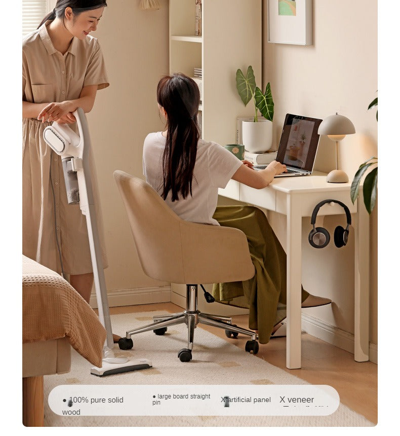 Rubber Solid Wood Modern Narrow Cream Style Drawer Desk