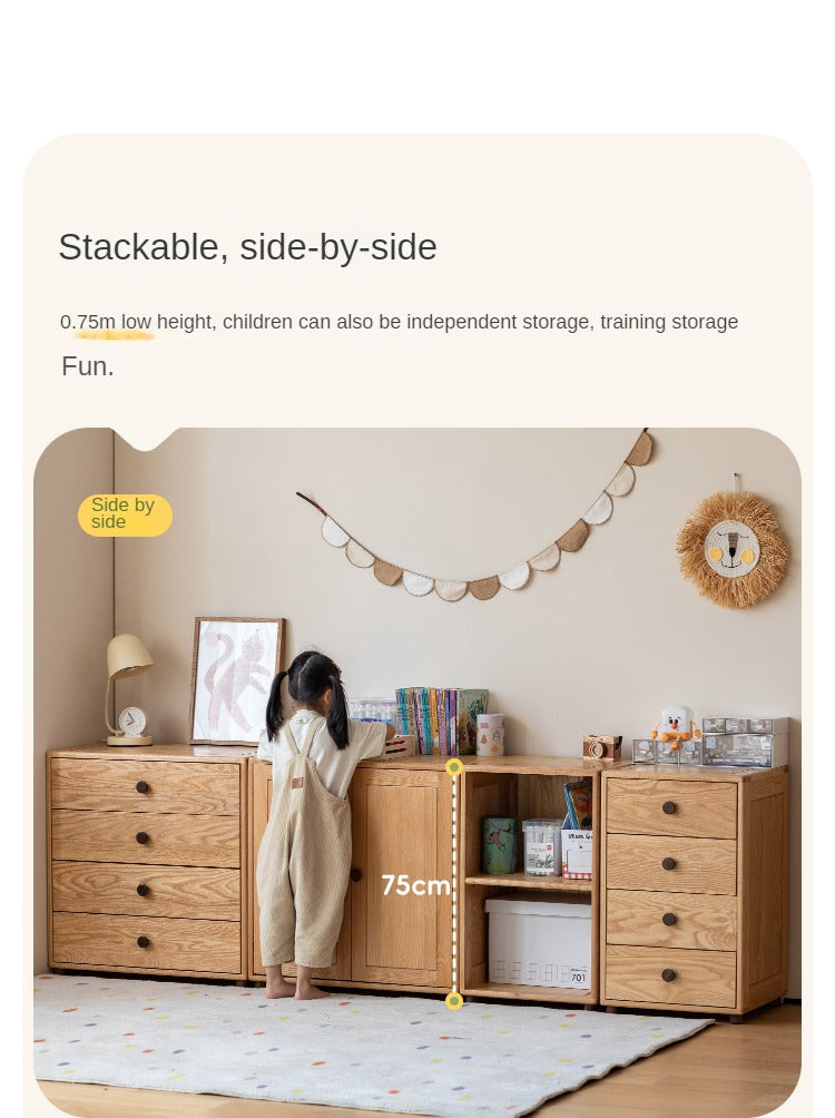 Beech Solid Wood Nordic Modern Kids Dresser, Chests, Storage Cabinet