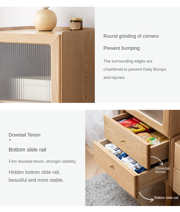 Ash Solid Wood Narrow Side Cabinet.