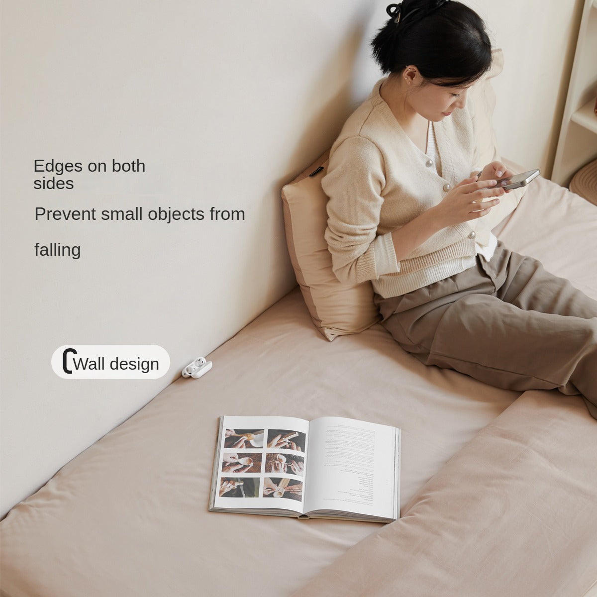 Rubber Solid Wood Suspended Box Platform Bed, Headboard-Free Bed.