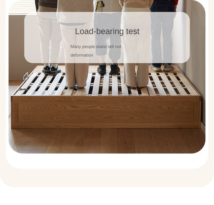 Rubberwood, Oak Solid Wood Children's Box Platform Bed, Headboard-Free Bed