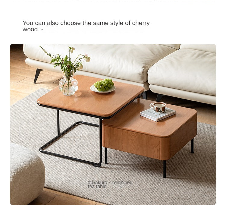 Sandalwood, Oak, Black Walnut Solid Wood Slate Top Coffee Table