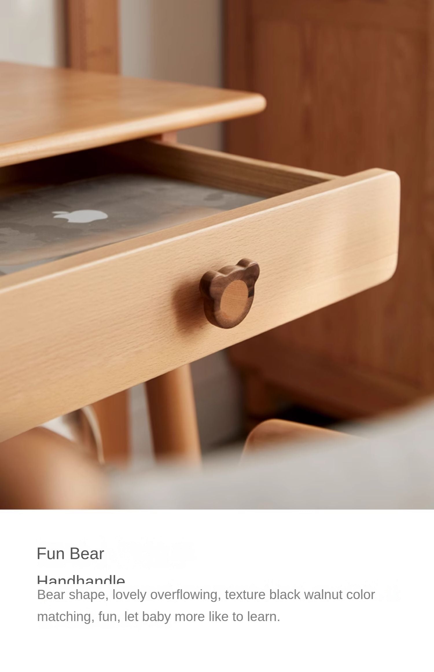 Beech, Oak Solid Wood Children's Study Table