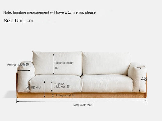 Oak Solid Wood Down Fabric Sofa.