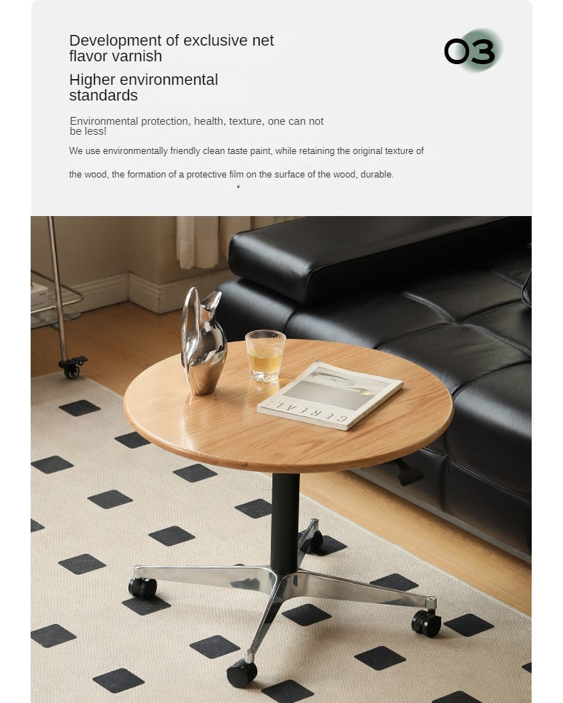 Black Walnut, Oak, Cherry, Poplar Solid Wood Lifting Movable Side Table