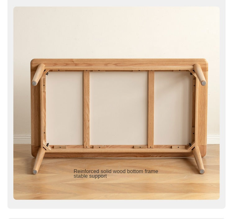 Oak, Beech Solid Wood Dining Table With Rock Slab Surface