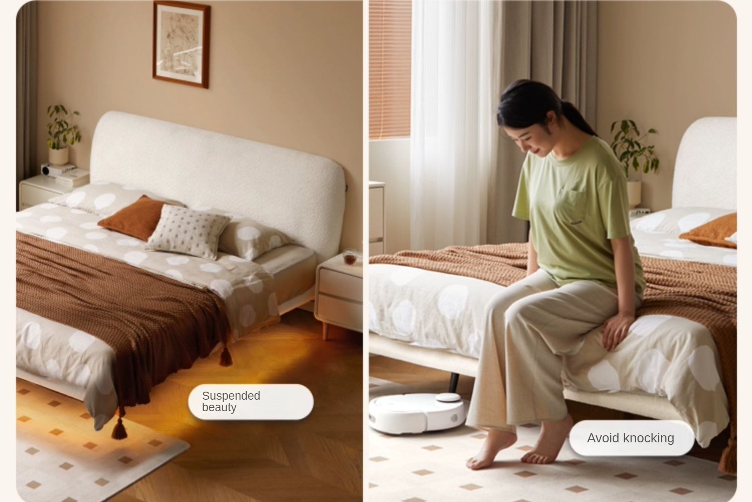 Fabric Soft Luminous White Suspension Imitation Lamb Fleece Bed