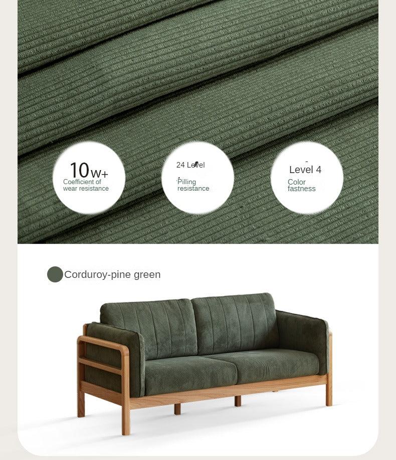 Oak, Beech Solid Wood Modern Simple Fabric Straight Sofa