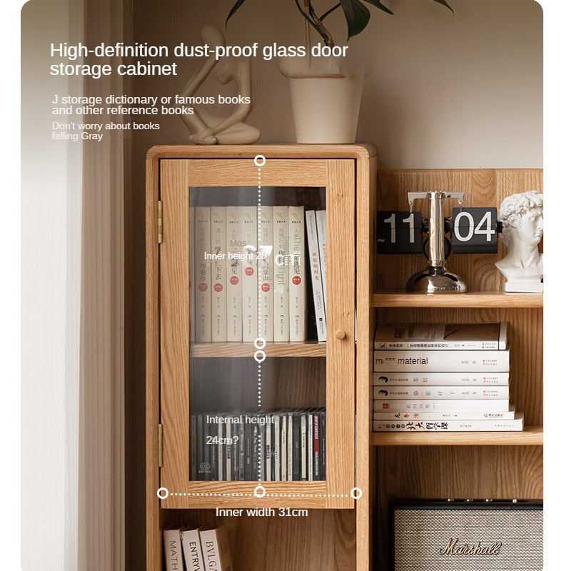 Oak Solid Wood Bookshelf and Office Desk Combination