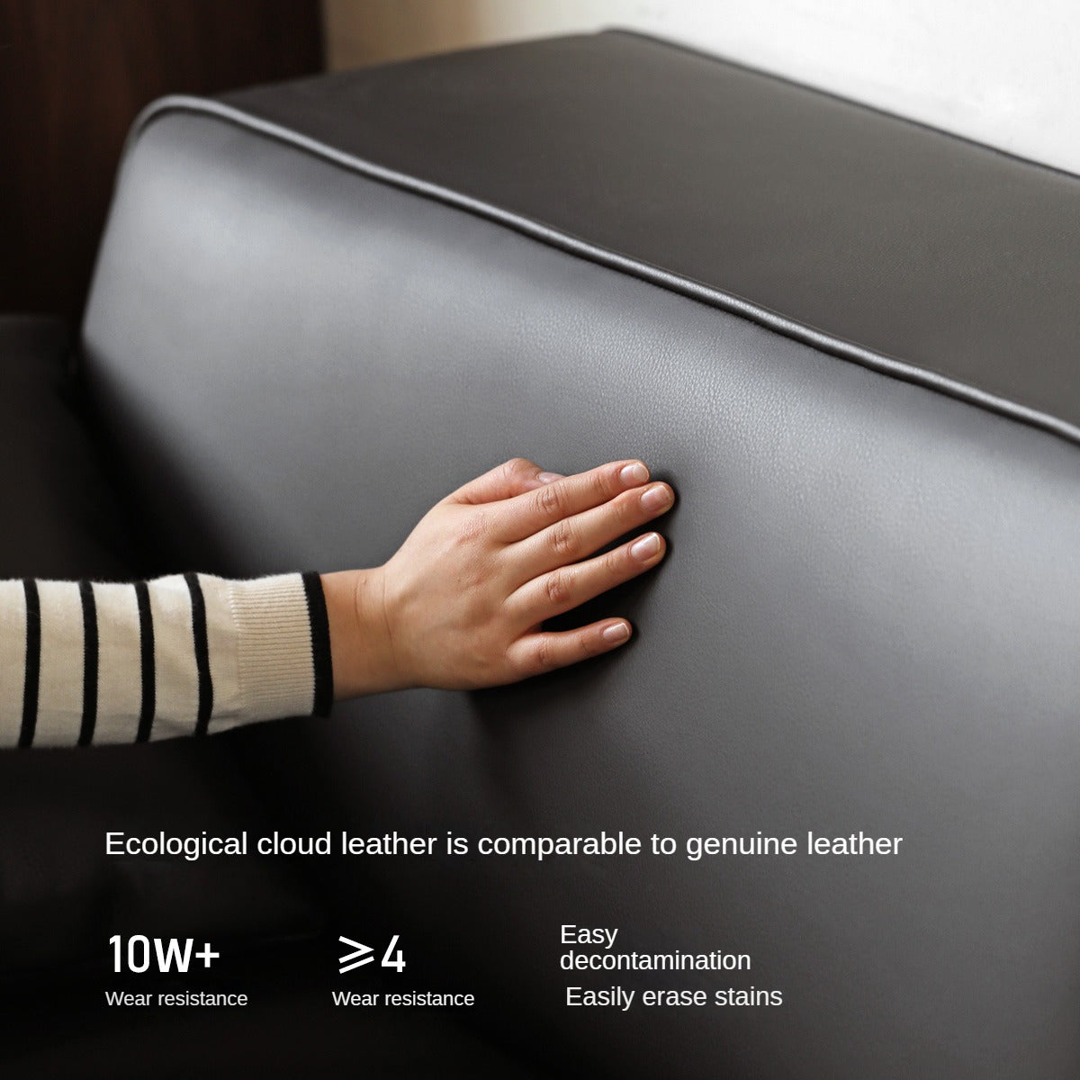 Organic Leather Art Sofa Retractable Bed Big Black Bull Electric Sofa Bed.