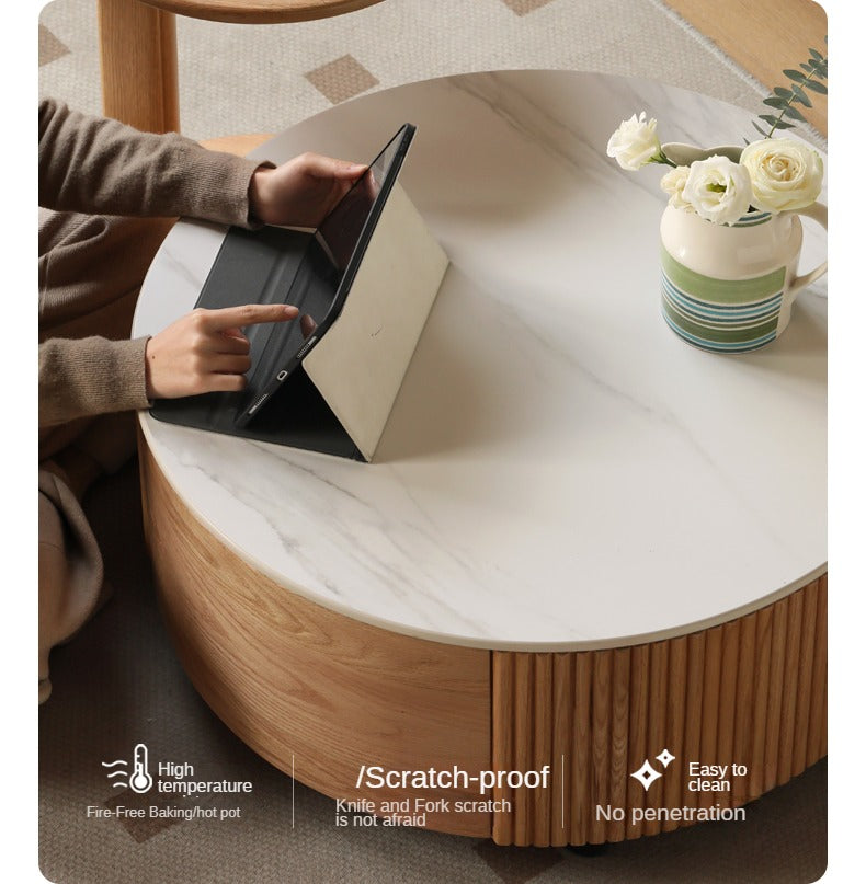 Oak Solid Wood Rock Plate Coffee Table