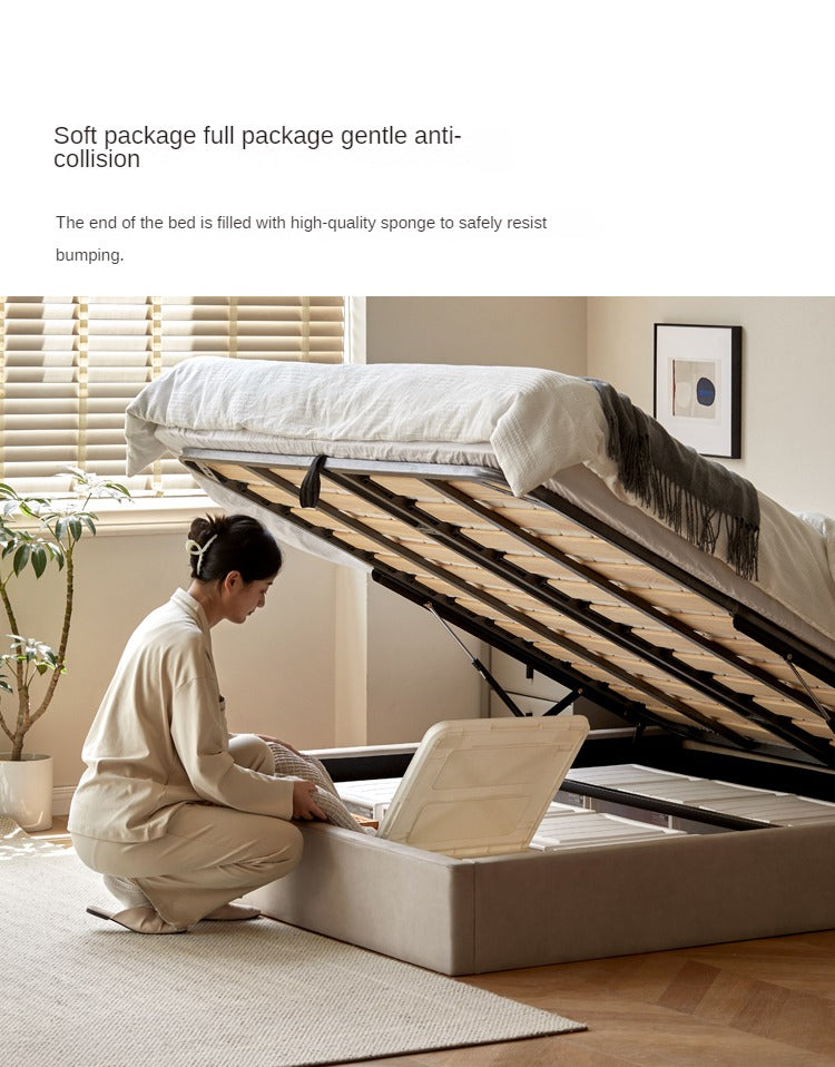 Technology cloth box platform bed, headboard-free bed