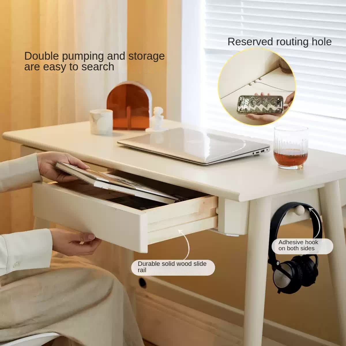 Rubberwood Solid Wood Modern Cream Style Study Desk