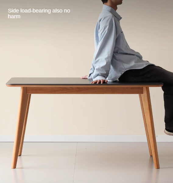 Cherry Solid Wood Retro Rock Plate Dining Table.