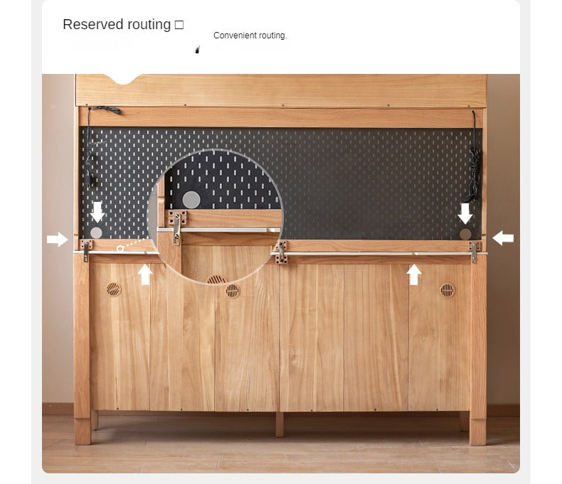 Oak Solid Wood Rock Board Dinner Cabinet