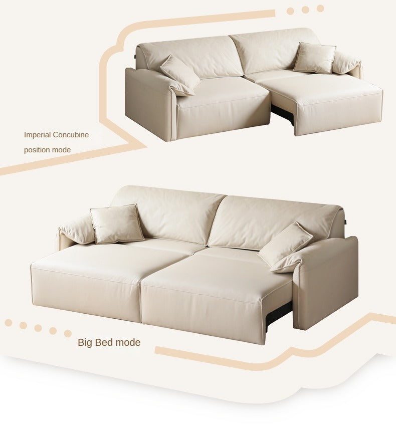 Electric Foldable Dual-purpose Cream Style White Elephant Ear Retractable Sofa Bed.