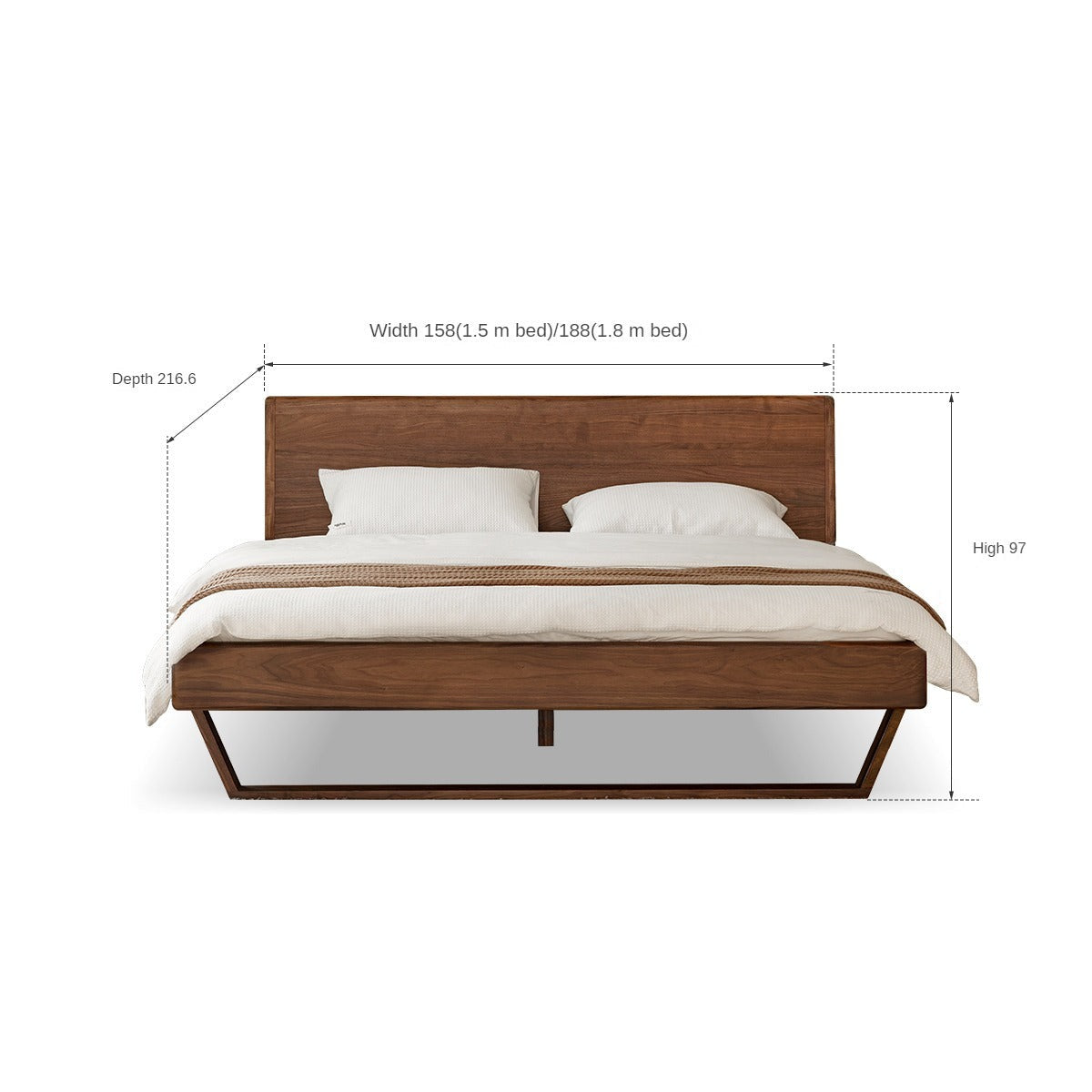 Oak, Black Walnut, Teak Solid Wood Suspended Bed