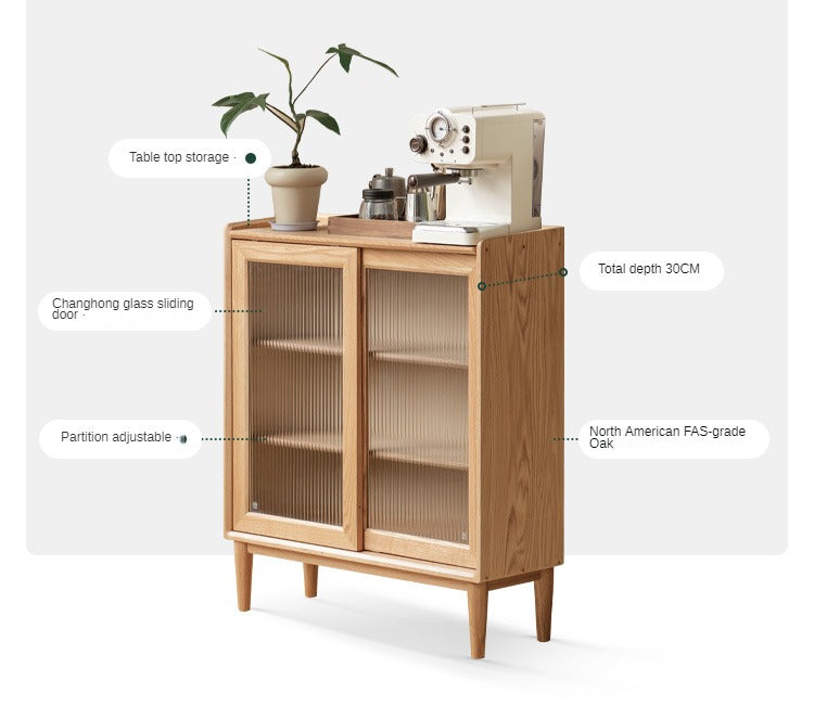 Oak Solid Wood Sideboard Slide Door