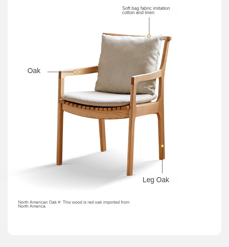Cherry, Oak, Beech Solid Wood Book Chair Comfortable Soft Back Chair