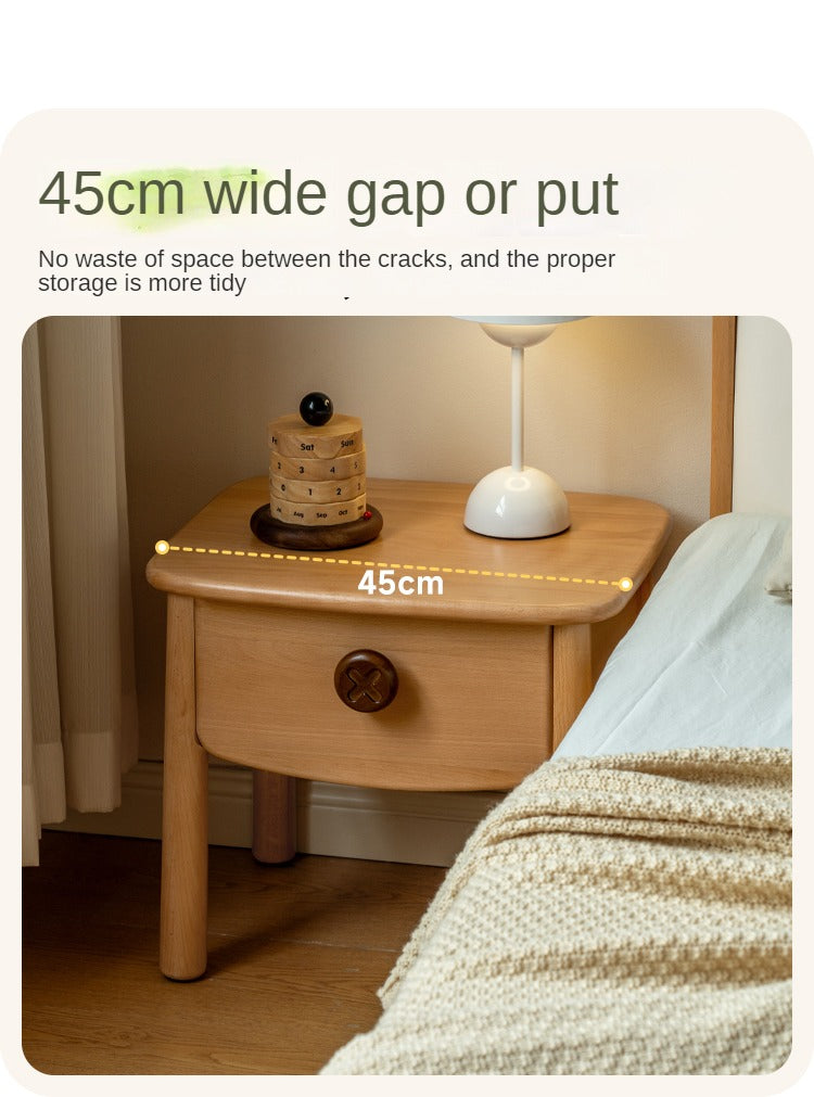 Beech, Rubber Solid Wood Modern Children's Nightstand.