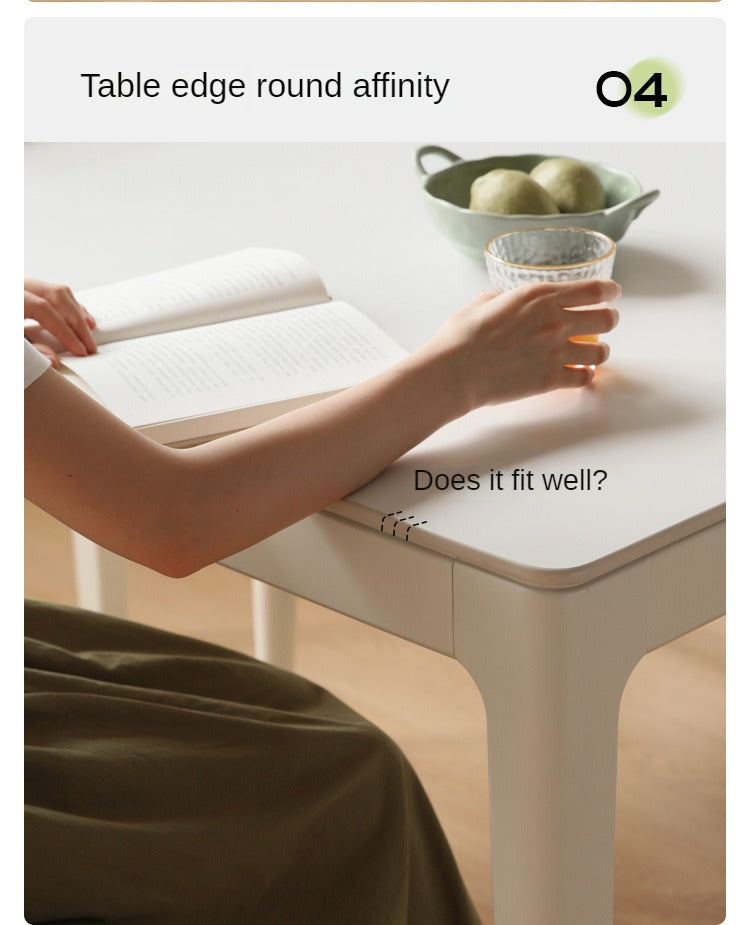 Birch Solid Wood Rock Plate White Cream Dining Table