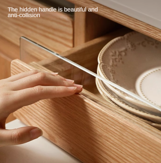 Oak Solid Wood Rock Plate Dining Sideboard