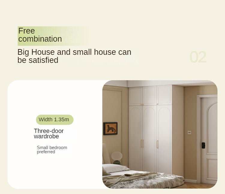 Pine Solid Wood Wardrobe French Cream Style.
