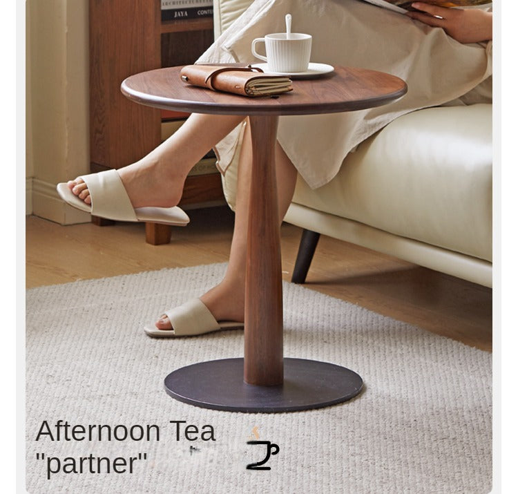 Black Walnut, Oak Solid Wood Round Side Table