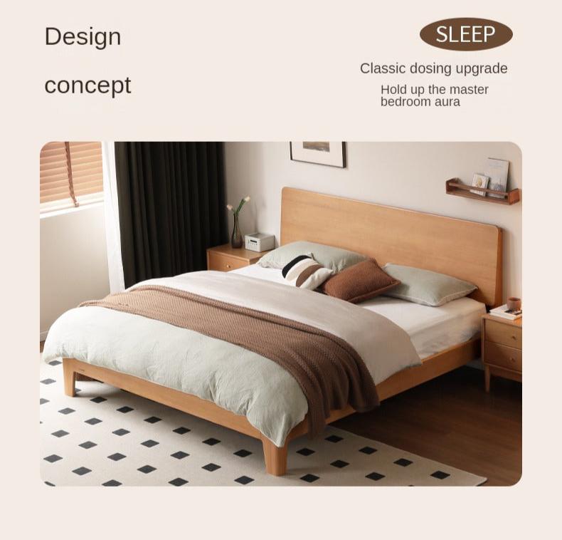 Poplar Solid Wood Modern Large headboard Bed