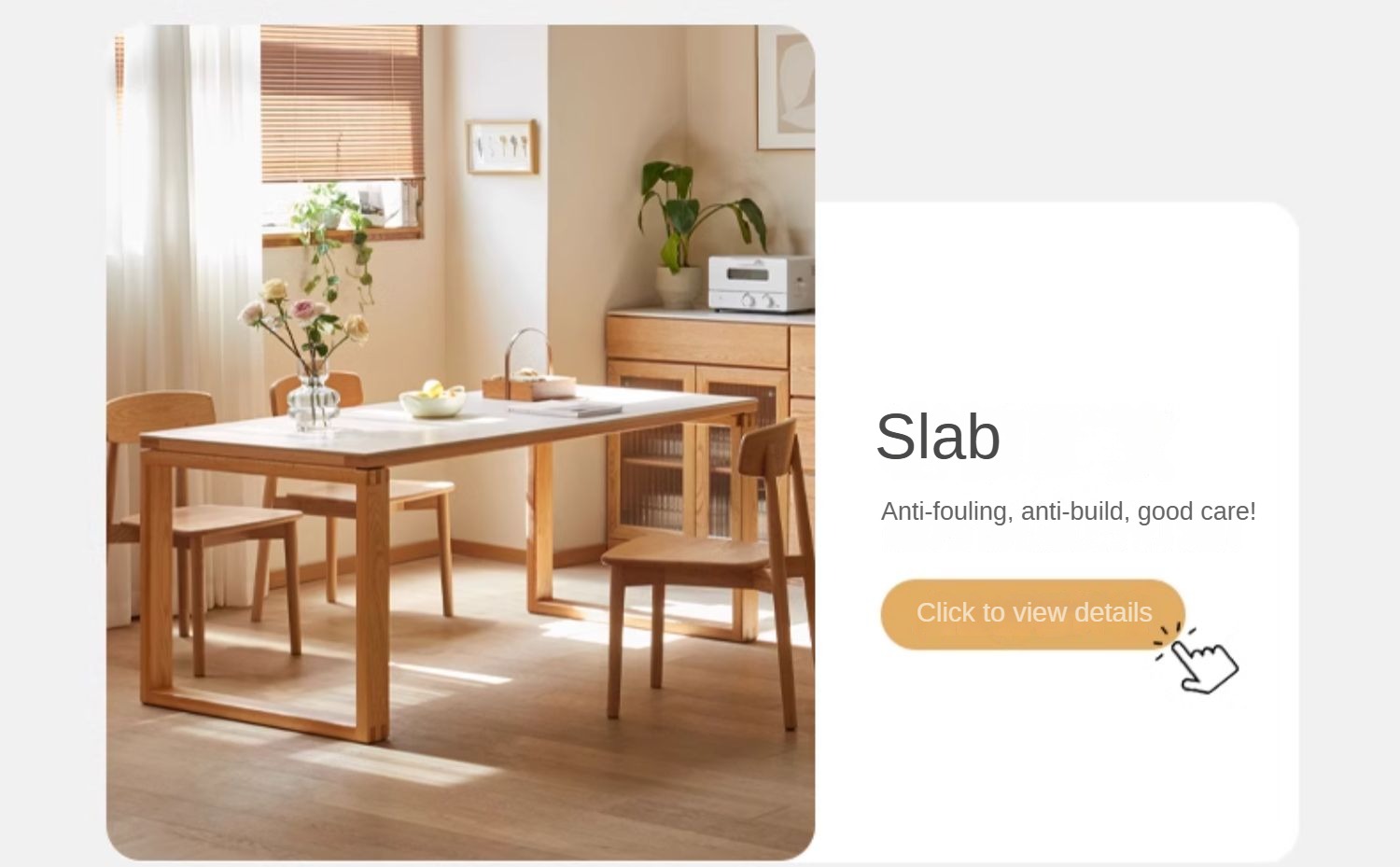 Oak Solid Wood Rectangular Rock Slab Dining Table