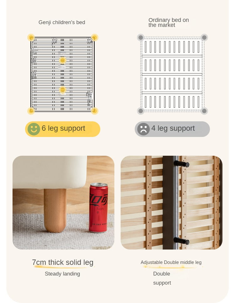 Children's Bed Modern Simple White Cream organic leather<