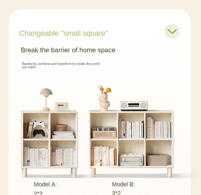 Tulipwood , Solid RubberWood Bookcase Free Combination Cream Style