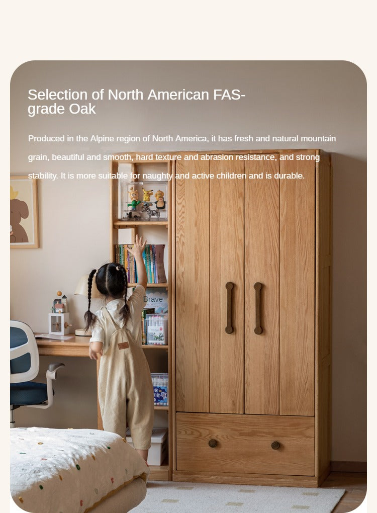 Oak Solid Wood Multi-functional Kids Wardrobe