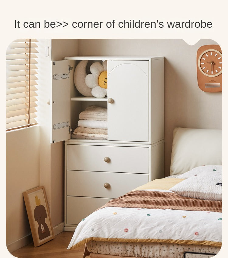 Pine Solid Wood Cream Style Kids Dresser, Chests, Storage Cabinet