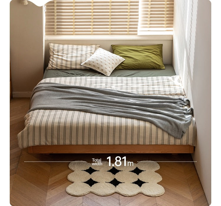 Cherry Solid Wood Platform Bed, Headboard-Free Bed