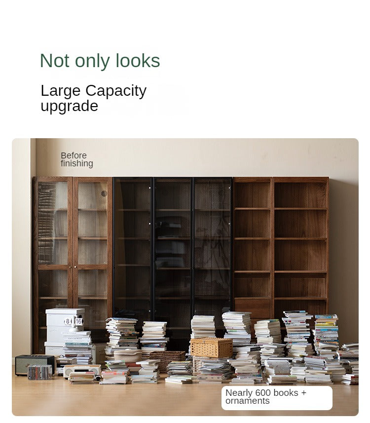 Oak, Solid Rubberwood Modern Bookcase Storage