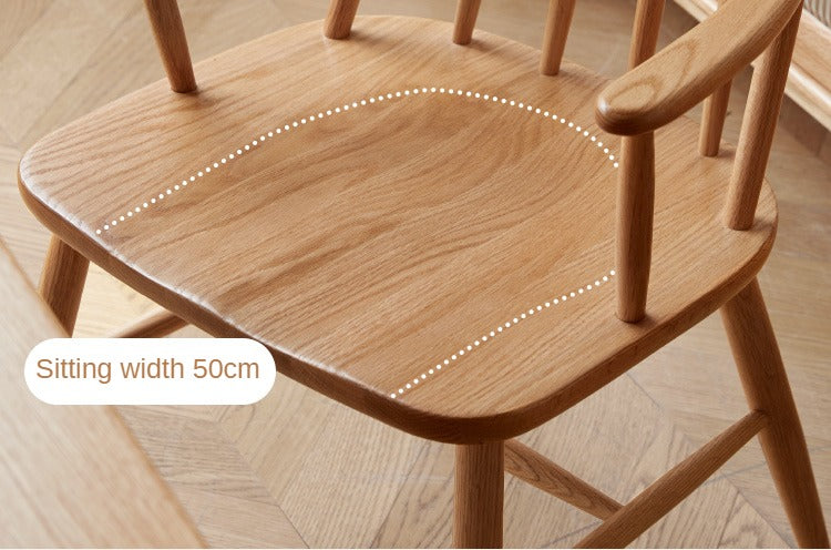 4 pcs Oak Solid Wood Dining Armchair Leisure Chair:
