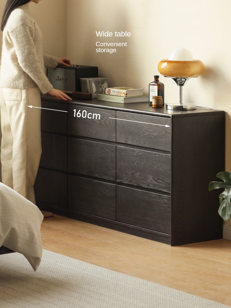 Oak Solid Wood Black Chest of Drawers