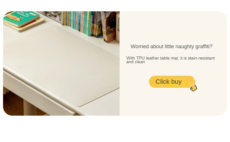 Poplar Solid Wood Study Table Writing Desk White Cream