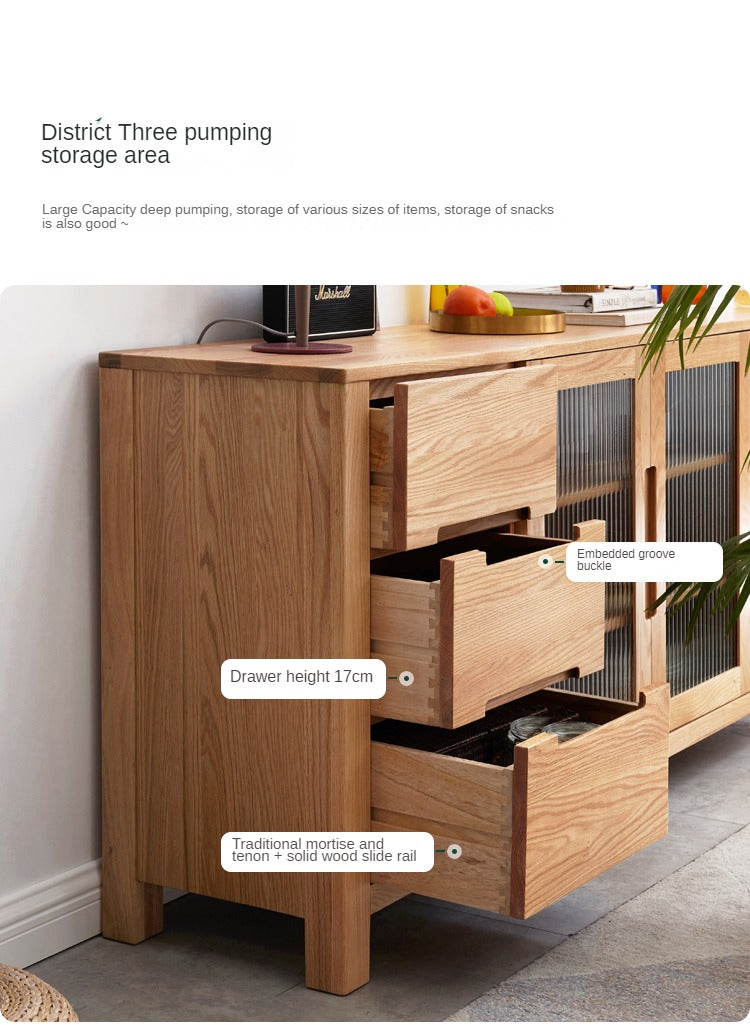 Oak Solid Wood Sideboard Storage Cabinet
