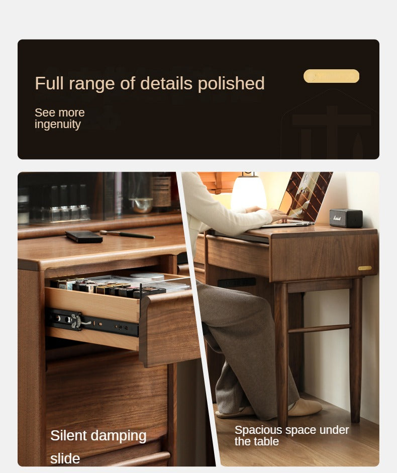 Black Walnut Solid Wood Light Luxury Dressing Table.