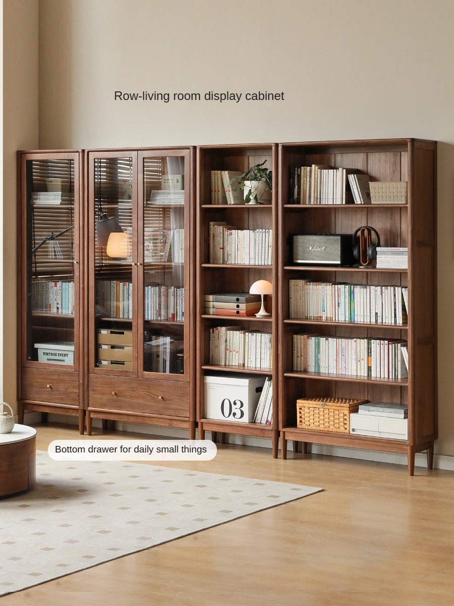 Black Walnut, Oak, Ash Solid Wood Bookcase Whole Wall Free Combination Bookshelf
